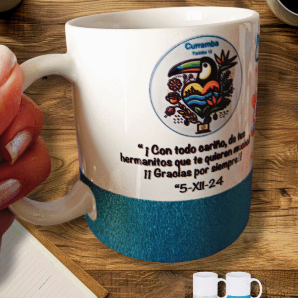 Mug cerámica blanca con base escarchada