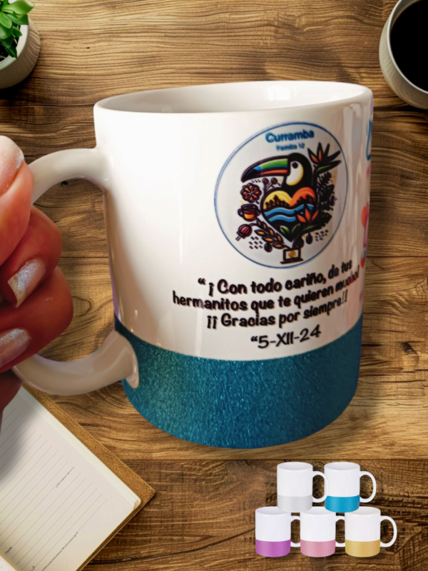 Mug cerámica blanca con base escarchada
